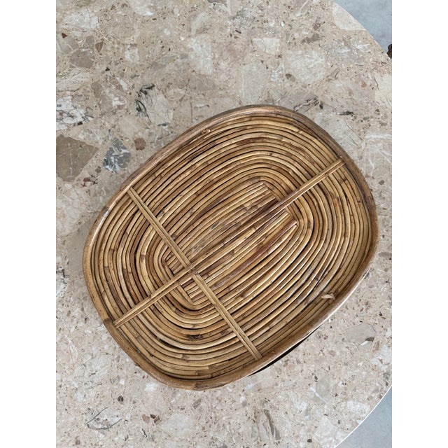 Split Reed Extra Large Italian Tray With Brass Trim, Hand Crafted, Bohemian For Sale - Image 12 of 16