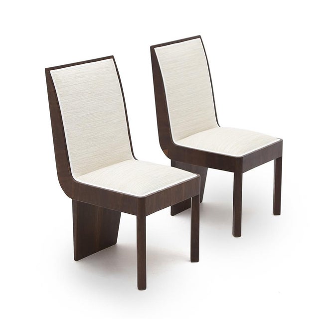 Mid-Century Modern Set of Fo Briar and Fabric Chairs, 1940s For Sale - Image 3 of 13