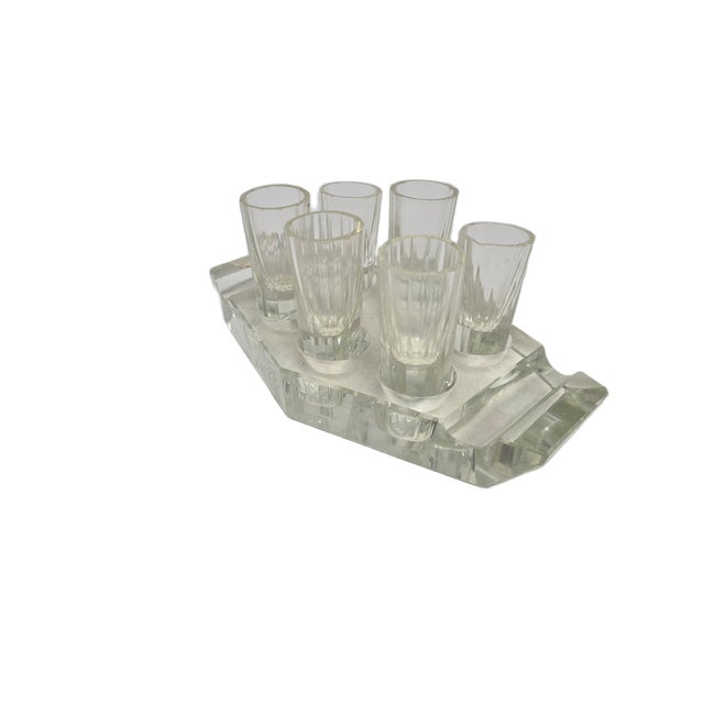 Art Deco Vodka Shot Glasses from Hortensja Glassworks, Poland, 1950s, Set of 7 For Sale - Image 4 of 18