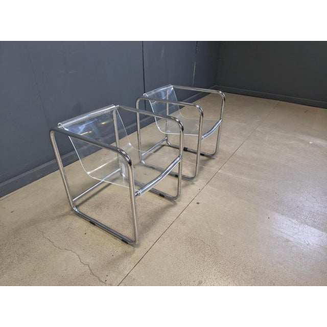 Acrylic Glass and Tubular Chrome Armchairs, 1970s, Set of 2 For Sale - Image 8 of 14