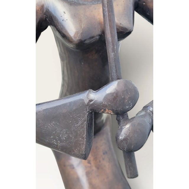 Large Late 20th Century French Bronze Female Flute Player Sculpture For Sale - Image 12 of 18