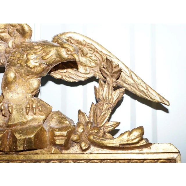 Regency Gilded Gesso Mirror with Large Hand Carved Eagle, 1800s For Sale - Image 5 of 16