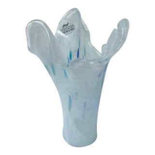 Italian Hand-Blown Art Glass Vase Made in the Murano Tradition For Sale