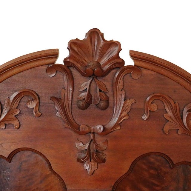 Antique Victorian Renaissance Revival Carved Walnut & Burl Bed Frame C1890 For Sale - Image 9 of 17