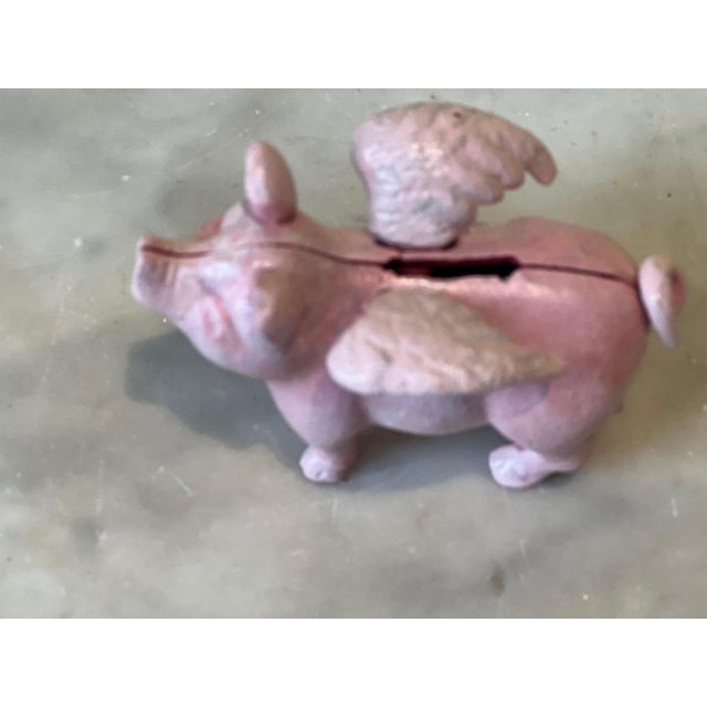 Victorian Cast Iron Flying Pig Childrens Money Box For Sale - Image 4 of 6
