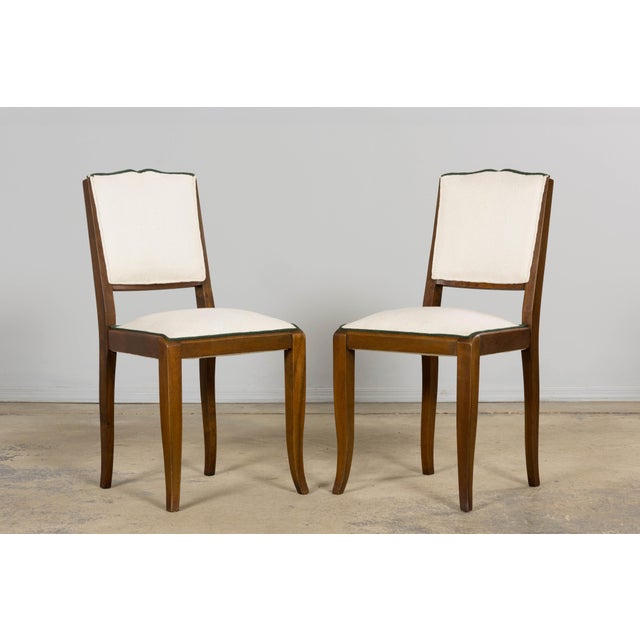 Set of Six 1930s French Art Deco Mustache Back Walnut Dining Chairs For Sale In New York - Image 6 of 18