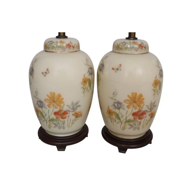 Chinoiserie Glass Table Lamps, a Pair For Sale - Image 4 of 11