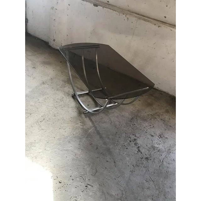Italian Bauhaus Style Coffee Table in Smoked Glass, 1960s For Sale - Image 6 of 8