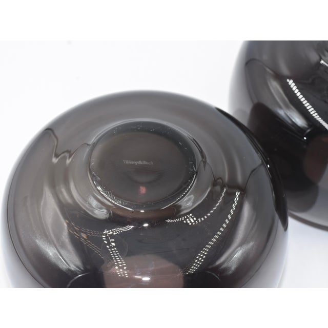 Glass Villeroy & Boch Vintage 1970s, Minimalist Round Art Glass Orb Vase 2pc Set For Sale - Image 7 of 9