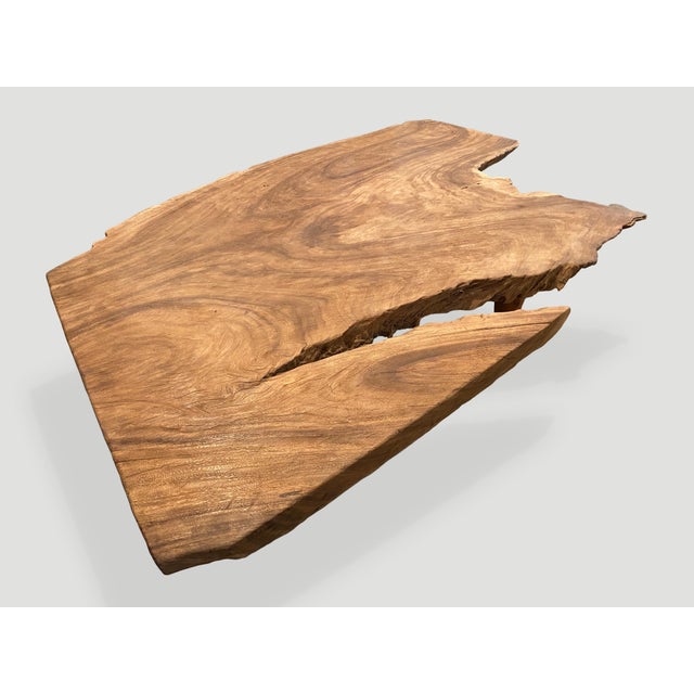 Andrianna Shamaris Massive Single Slab Suar Wood Live Edge Coffee Table For Sale In New York - Image 6 of 18