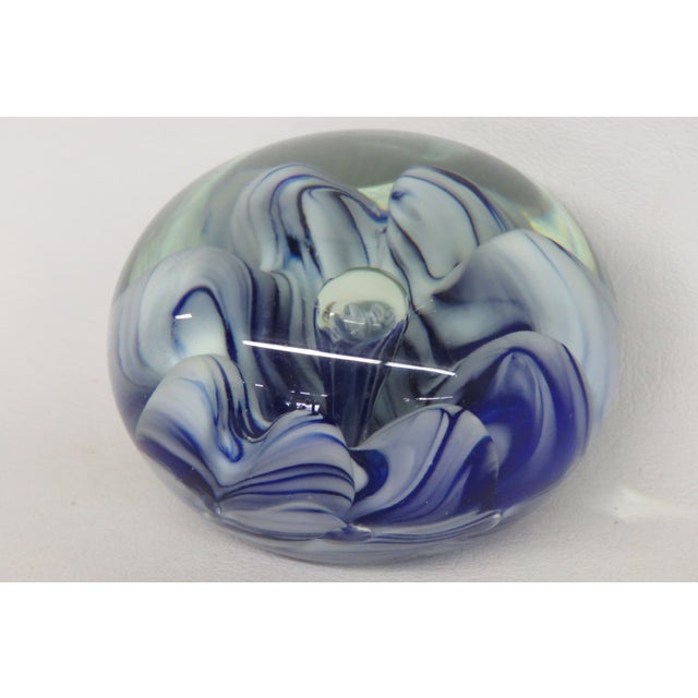 Joe St Clair Stamped Hand Blown Art Glass Paperweight Controlled Bubble 4517b For Sale - Image 11 of 11