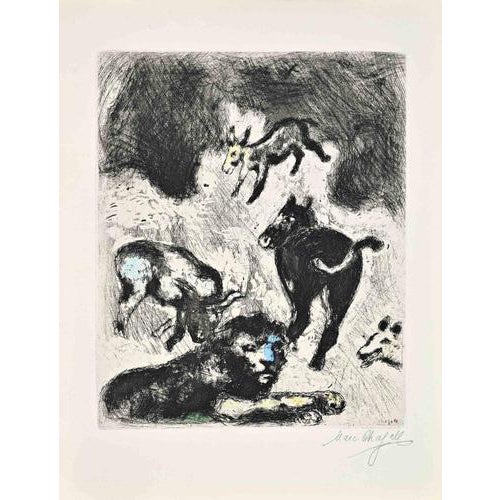 Marc Chagall, The Lion Grown Old, 1952, Etching For Sale