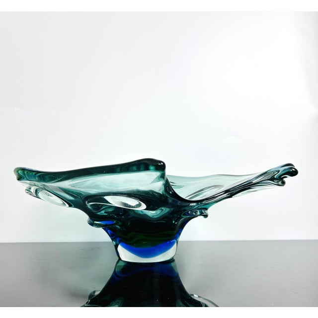 1960s Large Sculptural Art Glass Centerpiece Bowl Model 53908 Bezejmenná Collection from Mstišov, Czechoslovakia, 1964 For Sale - Image 5 of 10