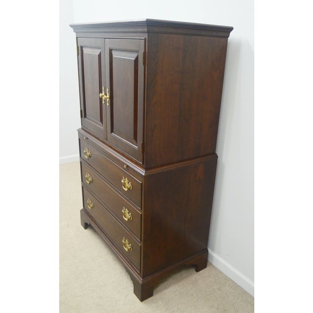 Late 20th Century Stickley Solid Cherry Chippendale Chest Wardrobe For Sale - Image 5 of 11