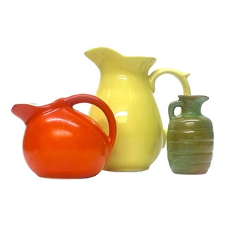 Eclectic Citrus Motif Ceramic Pitcher Curation - Group of 3 For Sale