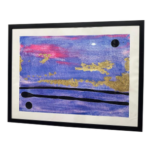 Abstract Wall Art: Purple and Gold Horizon - Modern Minimalist Decor (40"x30")