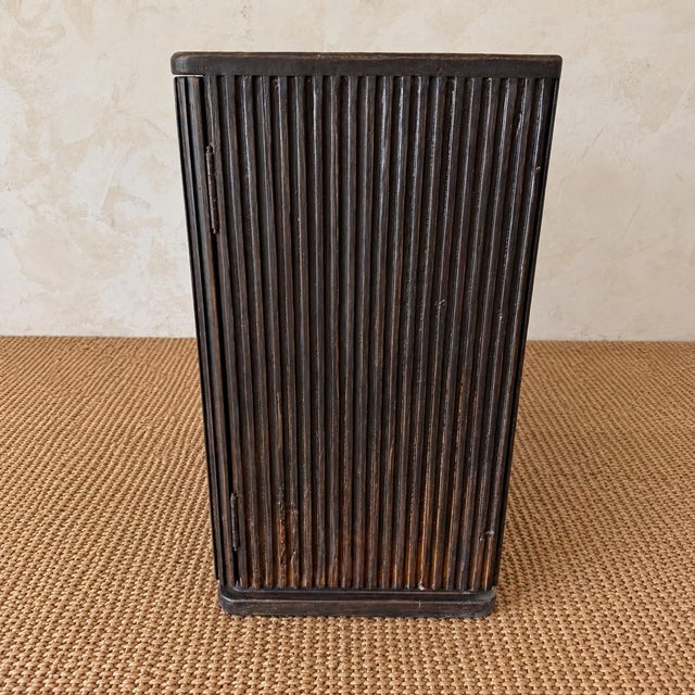 Wood Reeded Credenza in Weathered Black Cabinet For Sale - Image 7 of 18