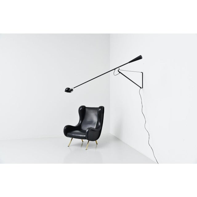 Black 265 Wall Lamp by Paolo Rizzatto for Arteluce, Italy, 1973 For Sale - Image 8 of 9