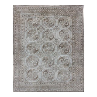 Turkish Rug With Multi-Medallions in Tribal Ersari Design With Brown & Neutrals For Sale