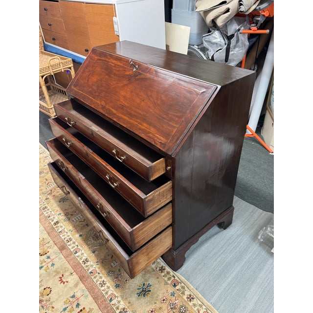 English Walnut Wood Secretary, Antique For Sale - Image 10 of 12