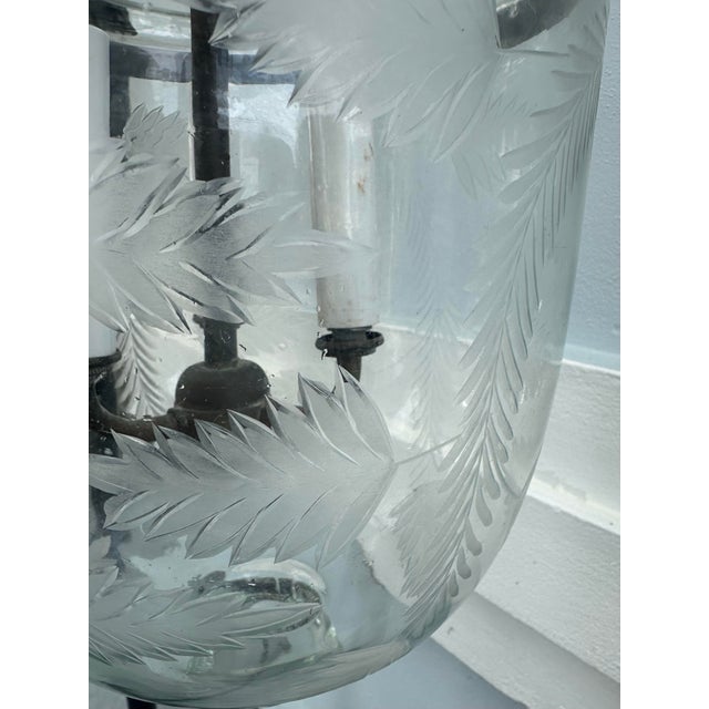19th Century Anglo-Indian Style Etched Glass Bell Jar Hundi Lantern. For Sale - Image 11 of 12