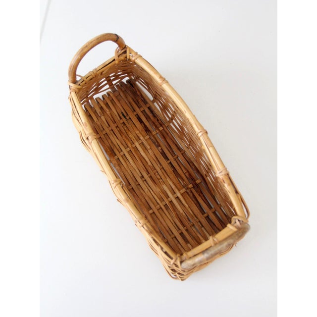 Wood Vintage Wicker Basket With Bentwood Handles For Sale - Image 7 of 10