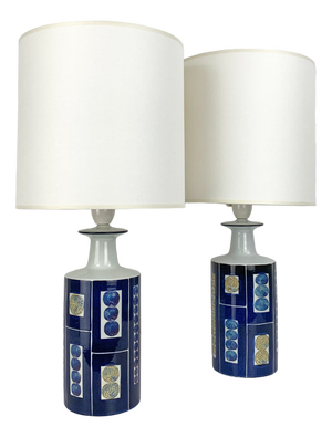 Danish Modern Ceramic Table Lamps by Inge-Lise Koefoed for Royal Copenhagen, 1960s, Set of 2
