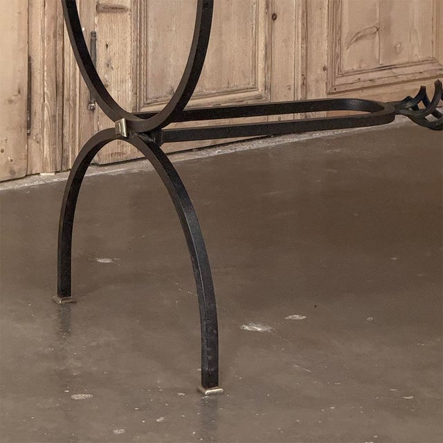 Coffee Country French Hand Forged Iron Dining Table With Antique Oak Top For Sale - Image 8 of 18