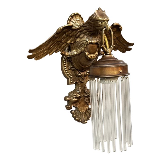 Vintage Neoclassical Bronze Wall Sconce with Eagle Motif, 1920s For Sale