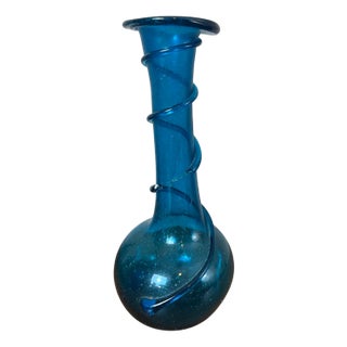 Blue Spiral Vases, 1890s For Sale