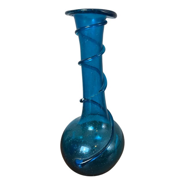 Blue Spiral Vases, 1890s For Sale