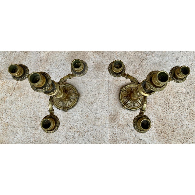 French French Louis XVI Style 4 Light Candelabras in Gilt Bronze Set of 2 For Sale - Image 3 of 18