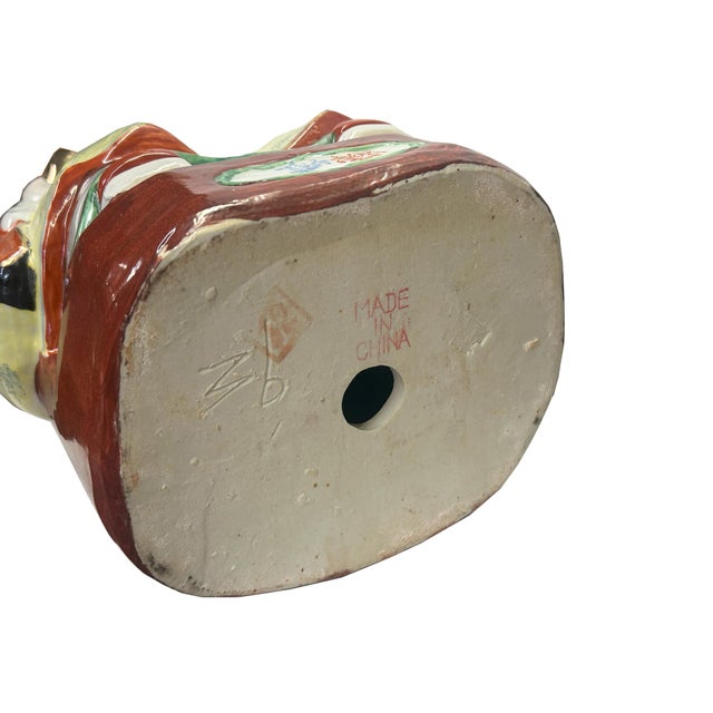 Vintage Chinese Fengshui Yellow Dress Fortune Deity Porcelain Figure For Sale In San Francisco - Image 6 of 6