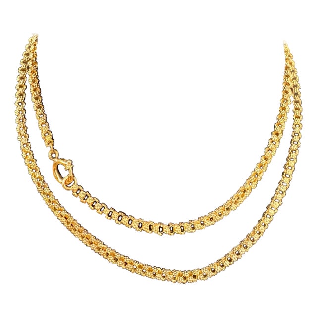 Vintage 18 Karat solid Yellow Gold 30 Gm, Link Chain, 3.6 mm Necklace, 28 " Long For Sale