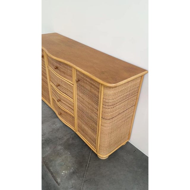 Vintage Sideboard in Curved Rattan For Sale - Image 11 of 12