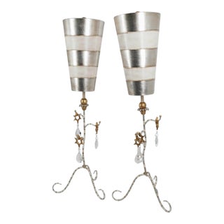 Tivoli Distressed Silver Buffet Table Lamps - a Pair For Sale