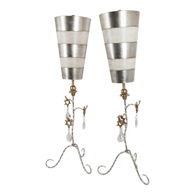 Tivoli Distressed Silver Buffet Table Lamps - a Pair For Sale