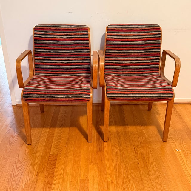 Pair 1970s Bill Stephens for Knoll Bent Wood Armchair; 2 Pairs Available For Sale - Image 11 of 14