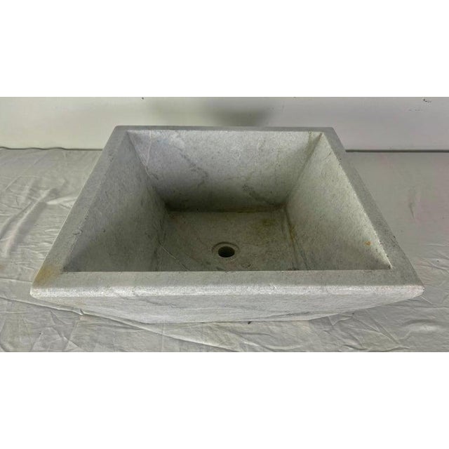 Mid-Century Modern Mid 20th Century Italian Marble Sink in Square Organic Modern Style For Sale - Image 3 of 13