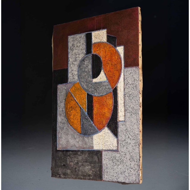 An interesting oil on canvas by Gilbert Thévenot, reflecting an artistic exploration influenced by Constructivist...