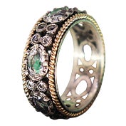 Gold and Silver Ring with Calibrated Zirconias For Sale