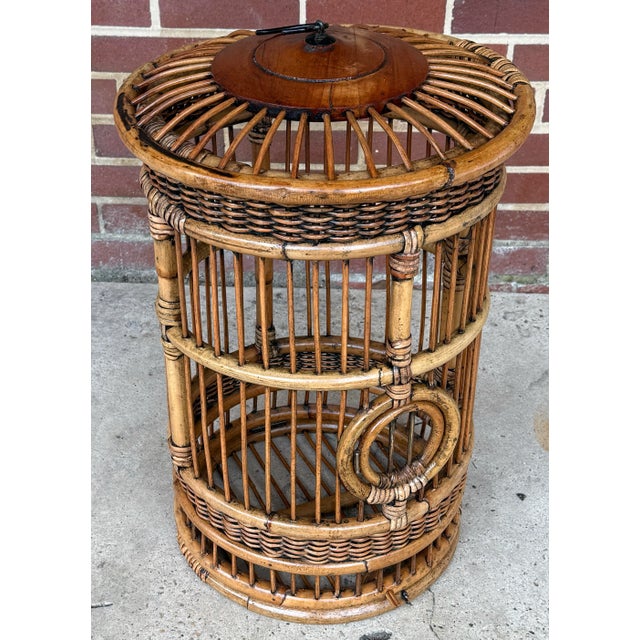 Late 20th Century Vintage Boho Chic Bamboo and Rattan Birdcage For Sale - Image 5 of 11
