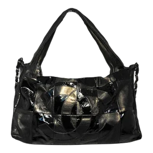 Chanel Black Chequered Leather Handbag Shopper Tote
