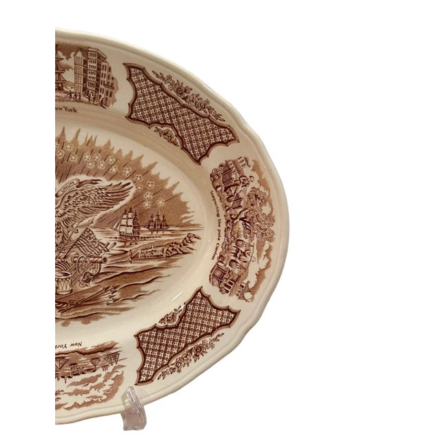Mid 20th Century Vintage Alfred Meakin Staffordshire Fair Winds The Friendship of Salem Brown Platter For Sale - Image 5 of 8