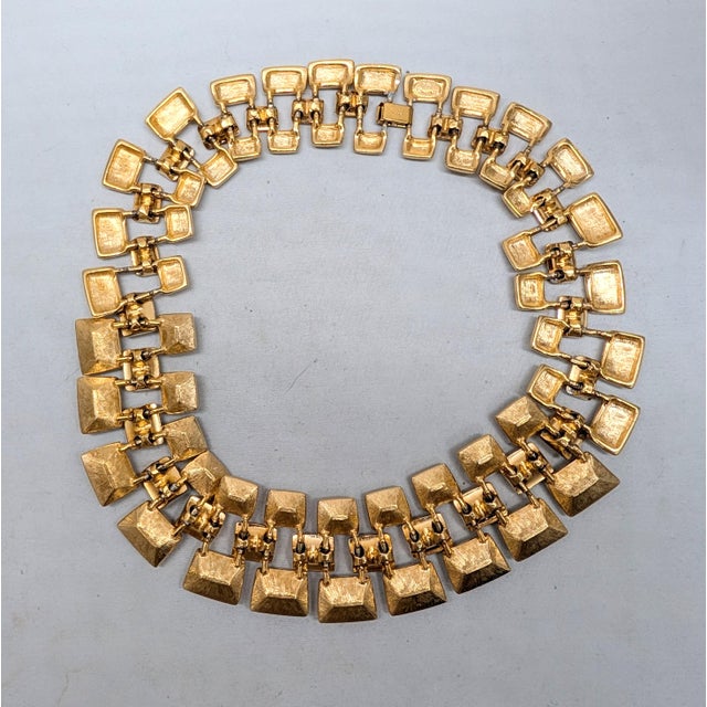 Metal Vintage 1990 Signed Napier Goldtone Swarovski Crystals Wide Collar Necklace For Sale - Image 7 of 15