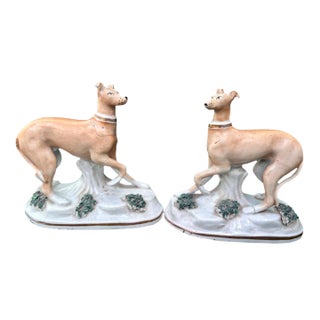 19th Century Staffordshire Greyhound Dogs- A Pair For Sale