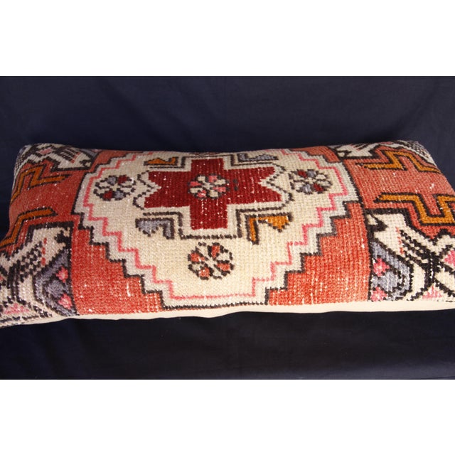 Decorative Turkish Oushak Rug Pillow – Vintage Lumbar Textile Cushion -19'' X 31'' For Sale - Image 13 of 13