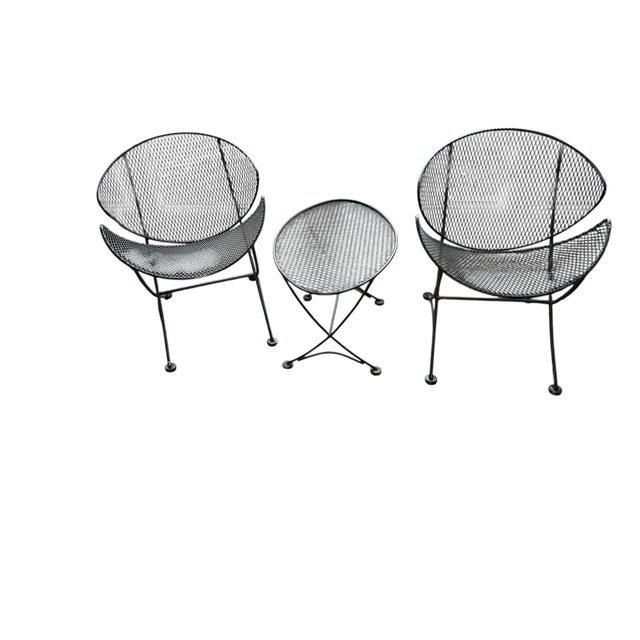 Mid-Century Modern 1960s Maurizio Tempestini Salterini Three Piece Clam Patio Set Two Chairs Table Matching, Attributed For Sale - Image 3 of 13