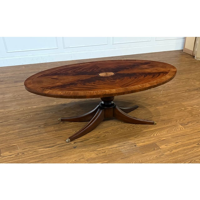 2020s Georgian Oval Mahogany Cocktail Table by Leighton Hall - Showroom Sample For Sale - Image 5 of 17
