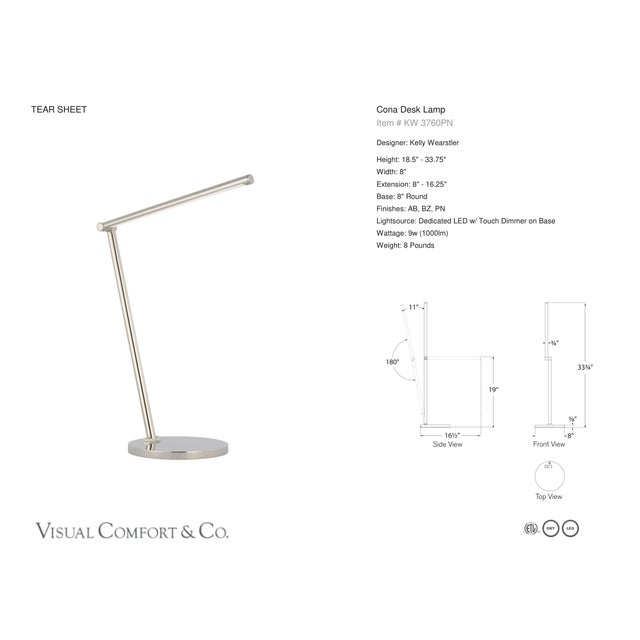 Kelly Wearstler by Visual Comfort Signature Cona Desk Lamp in Polished Nickel Designer: Kelly Wearstler Height: 18.5" -...